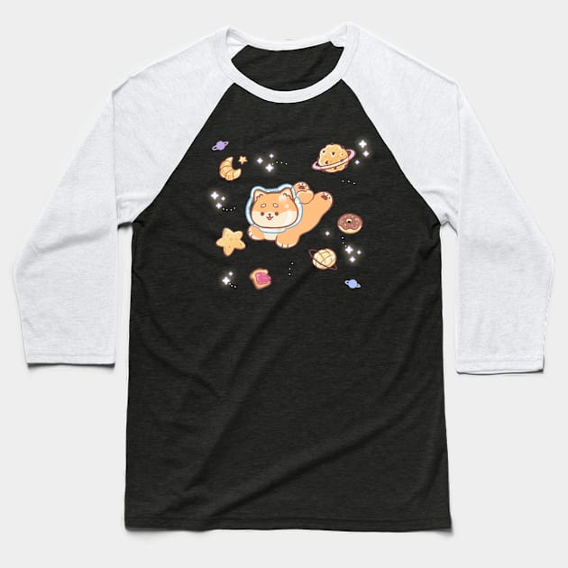 Cute Shiba Pastry Universe Baseball T-Shirt by Kukoo.Kat